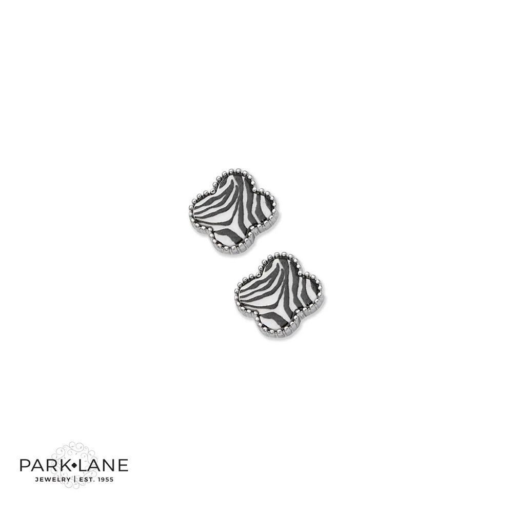 Park Lane - Icon Zebra Print Clover Shaped Earrings - Picture 2 of 6